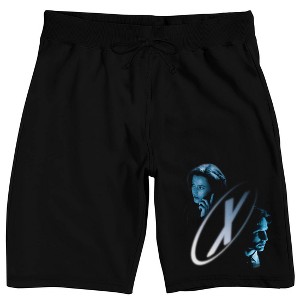The X-Files X Logo With Agents Mulder & Scully Men's Black Sleep Pajama Shorts - 1 of 4