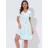 cheibear Women's Soft V-Neck Summer Pajama Lounge Dress with Pockets Nightgowns - 2 of 4