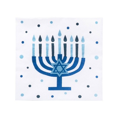 20ct Hanukkah Menorah Lunch Napkins