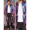 Lars Amadeus Men's Zip Up Long Sleeves Shiny Holographic Bomber Jacket - 4 of 4