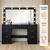 AMERLIFE Makeup Vanity Desk with Mirror & LED Lights, Drawers, Tempered Glass Top, Charging Station, Modern Bedroom Dressing Table - 4 of 4