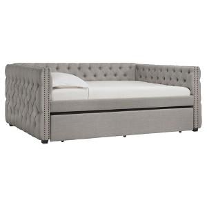 Darlington Tufted Daybed with Trundle - Queen - Smoke - Inspire Q, Grey