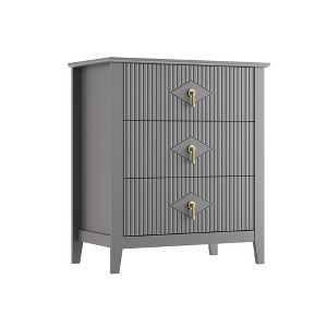 Fluted Dresser for Bedroom, 3-Drawer Wood Dresser Nightstand for Bedroom - 1 of 4