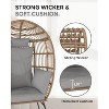 Egg Chair with Footrest, Wicker Patio Lounger with Ottoman, Oversized Rattan Egg Shaped Chair with Leg for Indoor Outdoor - 4 of 4