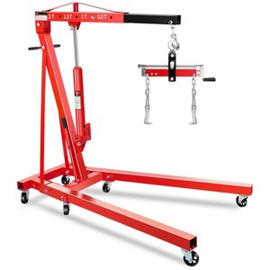 2-Ton Shop Crane with Lever, Hydraulic Folding Engine Hoist w/6 Steel Casters - Lift Car Transmissions, Boat Motors, Farm Equipment (Net Wt. 168 Lbs) - 1 of 4