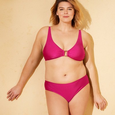 Shade & Shore Women's High Shine Mid Rise Full Coverage Bikini Bottom - Shade & Shore™ Pink M — фото 4