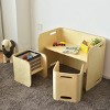 Infans 3 Piece Kids Wooden Table & Chair Set Children Multipurpose Homeschool Furniture - 3 of 4