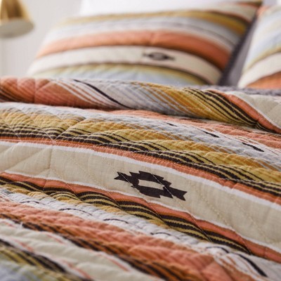 Twin Brown Microfiber Reversible Southwestern Quilt Set