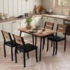 Dining Table Set for 4, 5 Piece Metal Frame Kitchen Table and Chair Set, Chamfer Design Space-Saving Dining Room Furniture - 2 of 4