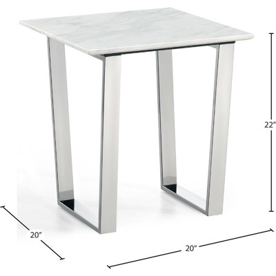 Carlton 20" Contemporary Chrome & Stone Square End Table