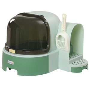 FONTOI Indoor Cat Litter Box with Lid Enclosed Kitty Litter Unscented Boxes with Scoop, Openable Front Cover, Easy Clean, Green 20.5"* 23.5"*16.5" - 1 of 4