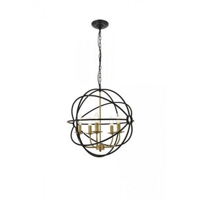 Elegant Lighting Octavia 5 light Brass and Dark Brown Pendant