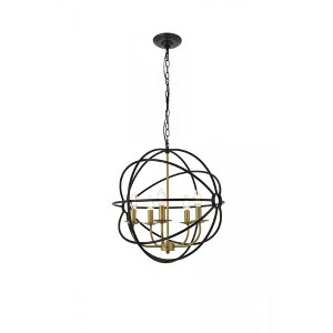 Elegant Lighting Octavia 5 light Brass and Dark Brown Pendant - 1 of 4