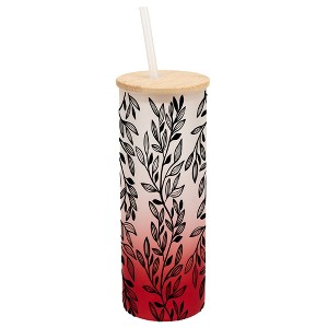 Elanze Designs Elegant Forest Floral Vine Leaf Wrap-Around Design 25 Ounce Frosted Gradient Glass On-The-Go Coffee Travel Skinny Tumbler Mug Cup, - 1 of 1