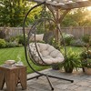 LeisureMod Summit Outdoor Egg Swing Chair for One Person, Black Steel Frame with Cushions, Hanging Patio Chair for Garden or Balcony - 2 of 4