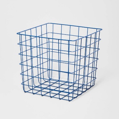 Photo 1 of Decorative Wire Basket Square Blue - Brightroom