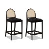 Sapphtopaz Modern Bar Stools with Curved Back, Cane Rattan High Chair with Footrest, Set of 2 Counter Height Bar Stools for Kitchen Island - 2 of 4