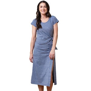 Hope & Henry Womens' Organic Cotton Short Sleeve Knit Tie Maxi Dress - 1 of 4