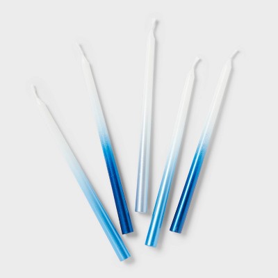 Image of 45ct 6" Hanukkah Wax Menorah Candles Blue Silver Ombre - Spritz™