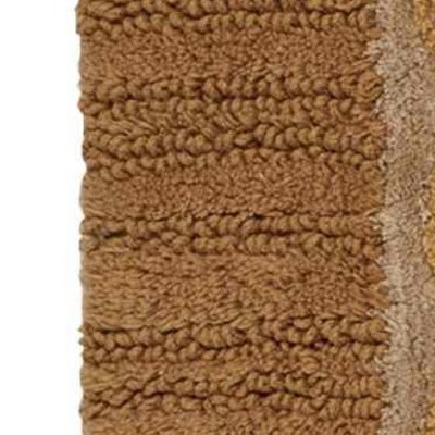 Gold Cotton Braided Medallion Bath Rug with Non-Skid Backing