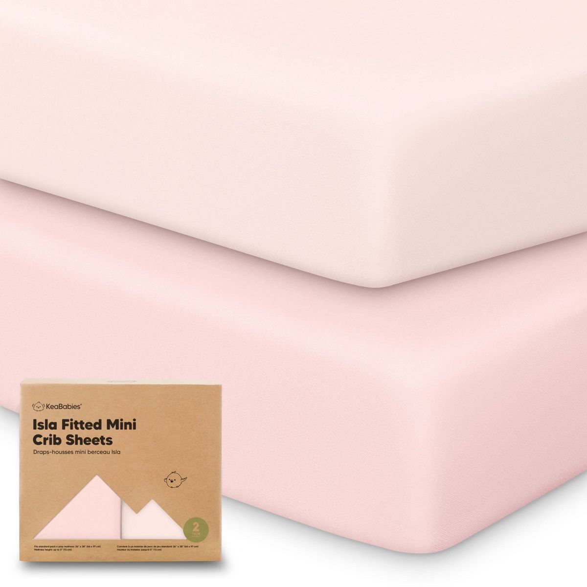 KeaBabies 2-Pack Isla Mini Crib Sheets, Pack and Play Sheets Fitted, Pack N Play Sheets, 38x26 Fitted Crib Sheet