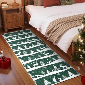 2x6 Runner Rug,Christmas Rugs with Xmas Tree Reindeer Snowflake for Holiday Decor - 1 of 4