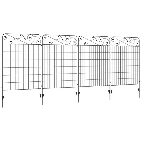 Outsunny Garden Fence, 4 Pack Metal Fence Panels, 11.5', Animal Barrier & Decorative Yard Border Edging, Landscape, 43" H, Square Vines - image 1 of 4