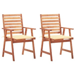 vidaXL Patio Dining Chairs 2 pcs with Cushions Solid Acacia Wood - 1 of 4