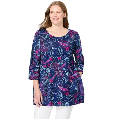 Woman Within Plus Size 2-Pocket Swing Tunic