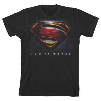 Superman Man of Steel 3D Logo Charcoal T-shirt Toddler Boy to Youth Boy