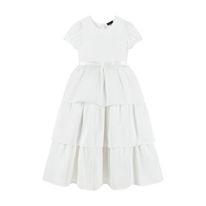 Andy & Evan  Kids  Puff Sleeve Satin Tiered Dress - 1 of 3