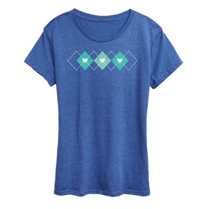 Women's - Instant Message - Argyle Hearts Short Sleeve Graphic T-Shirt - 1 of 4