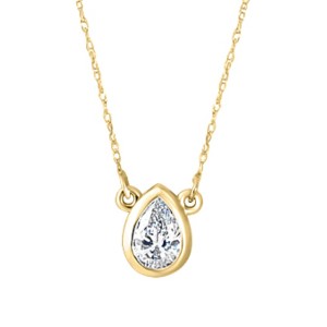 Pompeii3 Certified .55Ct Pear Shape Solitaire Pendant 14k Yellow Gold Lab Created Necklace - 1 of 4
