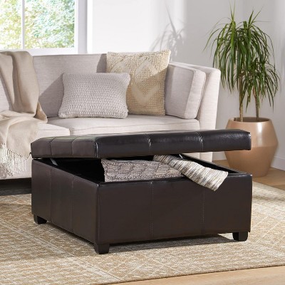 NicBex 35 Inch Square Storage Ottoman Bench with Birch Wood Legs for Bedroom,Living Room,Entryway