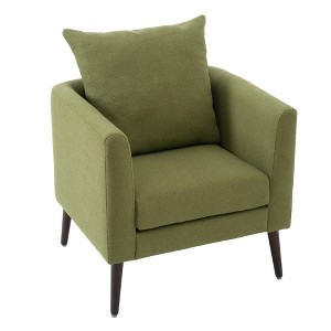 Zeus & Ruta Mid-Century Upholstered Accent Chair with Cushion and Wooden Legs - 1 of 4