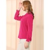 INSPIRE CHIC Women's Office Keyhole Elegant Stand Collar Long Sleeve Back Neck Button Blouse - 4 of 4