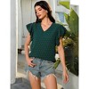 Women Tops for Summer Fashion Trendy Cap Sleeve V Neck Swiss Dot Chiffon Blouse Flowy Loose Fitting Teen T-Shirt - 3 of 4
