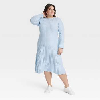 Women's Long Sleeve Midi Ribbed Sweater Dress - A New Day™