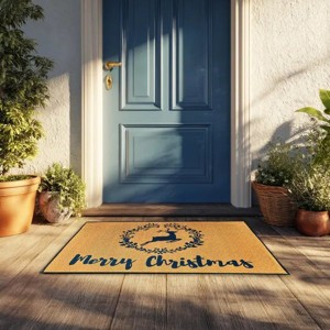 1 PCS of Christmas letter printed door mat with different sizes, absorbent, anti slip, wear-resistant decorative door mat suitable for doorways - 1 of 4