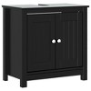 vidaXL Berg 3 Piece Bathroom Furniture Set in Black Solid Pine Wood Including Sink Cabinet, Standing Cabinet and Mirror - 4 of 4