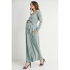 Hello Miz Women's Long Sleeve V Neck Tie Waist Maternity Maxi Dress - 2 of 4