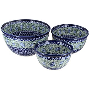 Blue Rose Polish Pottery 1900 Zaklady Mixing Bowl Set - 1 of 1