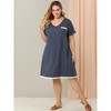 Agnes Orinda Women's Plus Size Pajamas Knit Lace Trim Polka Dots Short Sleeve Nightgowns - 3 of 4