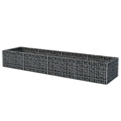 Large Silver Galvanized Steel Gabion Raised Bed Planter