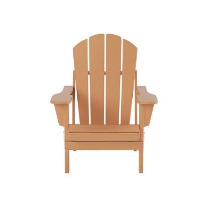 Beige HDPE 5-Piece Outdoor Adirondack Chair Set with Ottomans and Side Table