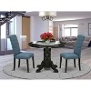 HomeStock 3-Pc Black Finish Solid Wood Top - Round Dining Room Set - Seats 4 - 2 of 4
