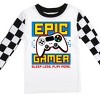 Epic Gamer Youth Boy's Black & White Checkered Long Sleeve Shirt & Sleep Pants Set - 3 of 4