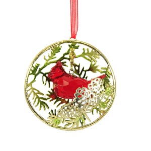 Crystal Expressions 3.0 Inch Pinecone Cardinal Ornament Christmas Acrylic Red Bird Tree Ornaments - 1 of 3