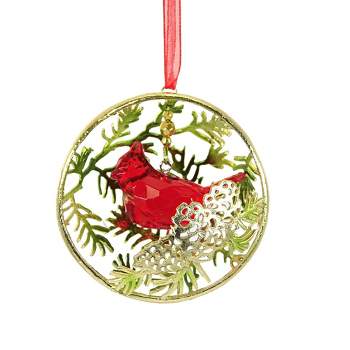 Crystal Expressions Pinecone Cardinal Ornament  -  One Ornament 3.0 Inches -  Christmas Acrylic Red Bird  -  Acryx191  -  Metal  -  Red