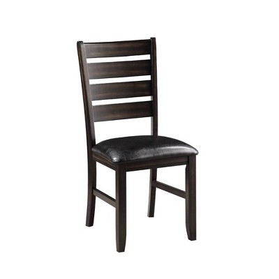 Espresso Ladderback Side Chair Set with Black Upholstery